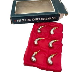 Vintage Silver & Gold Knife Rests Set of 6 Eggplants